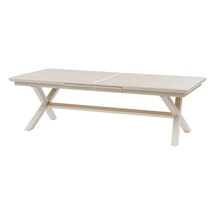 Mesa de jardim extensível AXIOME Efeito madeira Linho / Argila 12 lugares - Alumínio tratado com epóxi