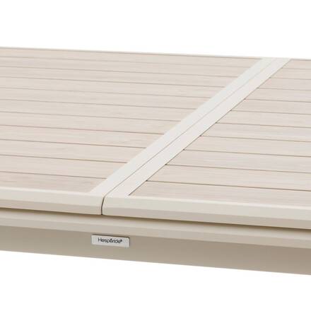 Mesa de jardim extensível AXIOME Efeito madeira Linho / Argila 12 lugares - Alumínio tratado com epóxi