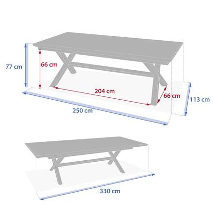 Mesa de jardim extensível AXIOME Efeito madeira Linho / Argila 12 lugares - Alumínio tratado com epóxi