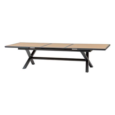 Mesa de jardim extensível AXIOME efeito madeira Nogueira / Grafite 12 lugares - Alumínio tratado com epóxi