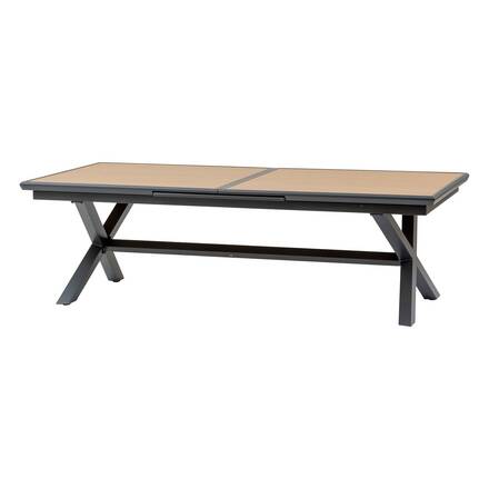 Mesa de jardim extensível AXIOME efeito madeira Nogueira / Grafite 12 lugares - Alumínio tratado com epóxi