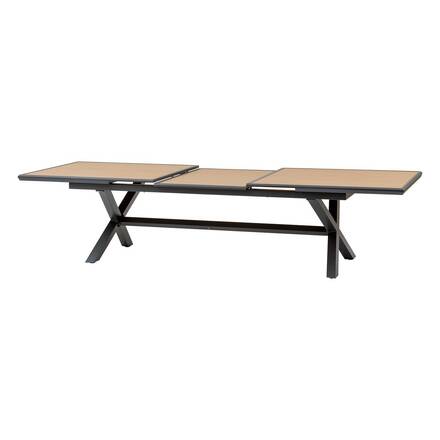 Mesa de jardim extensível AXIOME efeito madeira Nogueira / Grafite 12 lugares - Alumínio tratado com epóxi