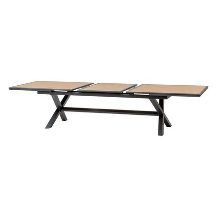 Mesa de jardim extensível AXIOME efeito madeira Nogueira / Grafite 12 lugares - Alumínio tratado com epóxi