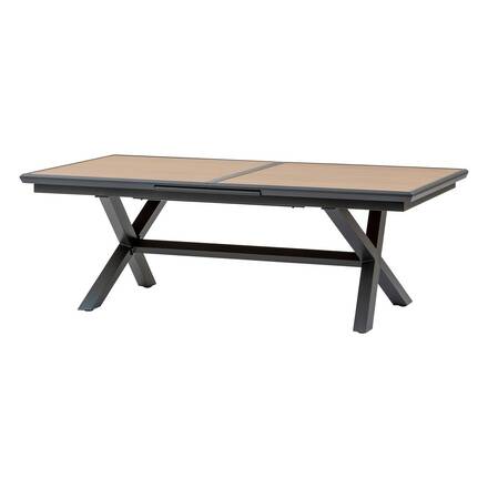 Mesa de jardim extensível AXIOME efeito madeira Nogueira / Grafite 10 lugares - Alumínio tratado com epóxi