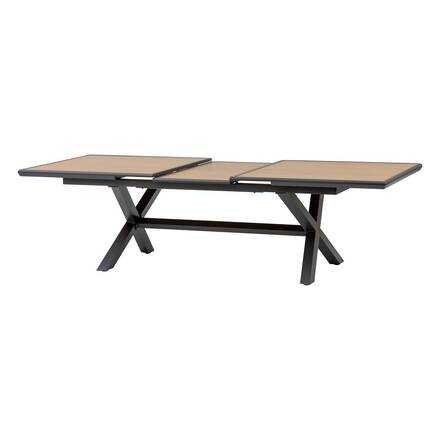 Mesa de jardim extensível AXIOME efeito madeira Nogueira / Grafite 10 lugares - Alumínio tratado com epóxi