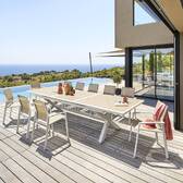 Mesa de jardim extensível AXIOME Efeito madeira Linho / Branco 12 lugares - Alumínio tratado com epóxi Linho / Branco