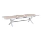 Mesa de jardim extensível AXIOME Efeito madeira Linho / Branco 12 lugares - Alumínio tratado com epóxi Linho / Branco