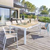 Mesa de jardim extensível PARADIZE Acácia / Branca 12 lugares - Alumínio com tratamento epóxi, Acácia certificada FSC® Acácia / Branca