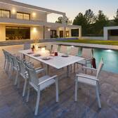 Mesa de jardim extensível ALLURE efeito madeira greige / aveia 12 lugares - Alumínio tratado com epóxi Efeito madeira cinza / Aveia