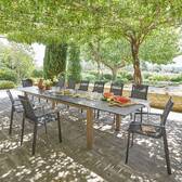 Mesa de jardim retangular extensível MICEIRA Grafite / Mel 14 lugares - Alumínio tratado com epóxi Grafite / Mel