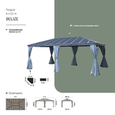 Pérgola autoportante BELIZE Grafite 3,6 x 6 m - Estrutura em alumínio e policarbonato Grafite