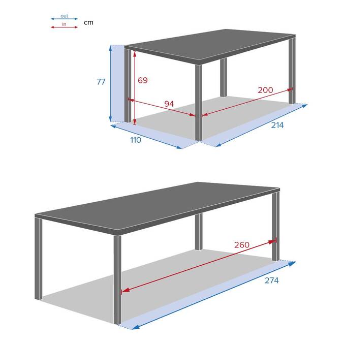 Mesa de jardim ÉVASION Linho / Argila 10 lugares - Alumínio tratado com epóxi Linho / Argila