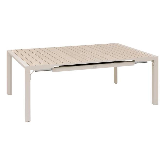 Mesa de jardim quadrada ÉVASION Linho / Argila 10 lugares - Alumínio tratado com epóxi, Ripas de alumínio efeito madeira Linho / Argila