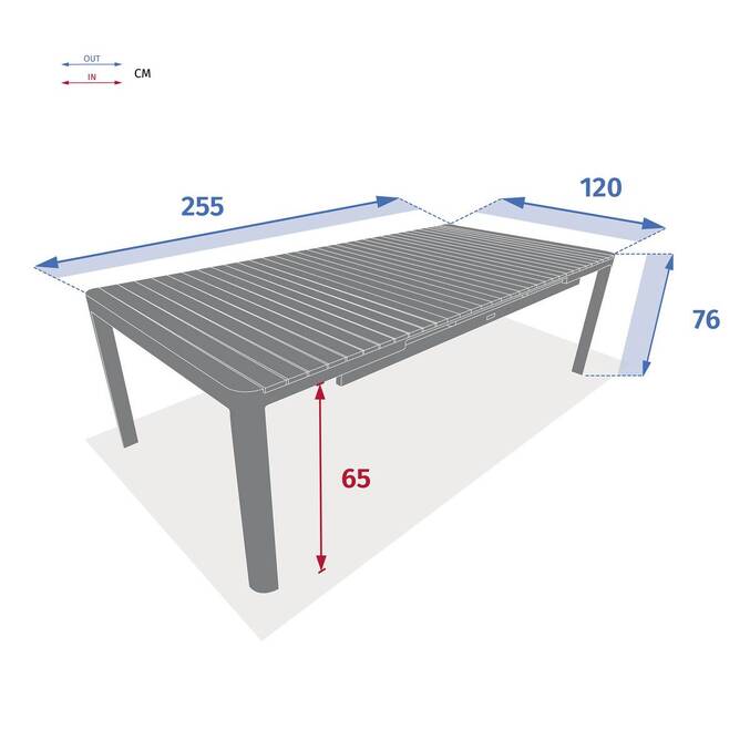 Mesa de jardim extensível PARADIZE Acácia / Branca 12 lugares - Alumínio com tratamento epóxi, Acácia certificada FSC® Acácia / Branca