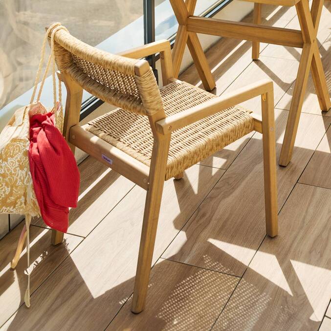 Conjunto de 2 poltronas TEMEIRA Acácia Acácia certificada FSC®, Resina trançada sintética sintética Acácia