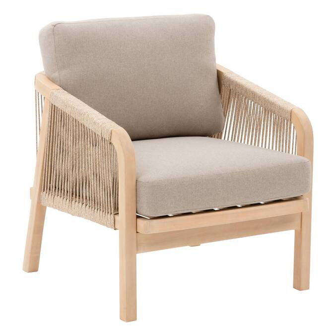 Conjunto de jardim PAPOUASIE Acácia 5 lugares - Acácia certificada FSC®, Poliéster Taupe / Acácia