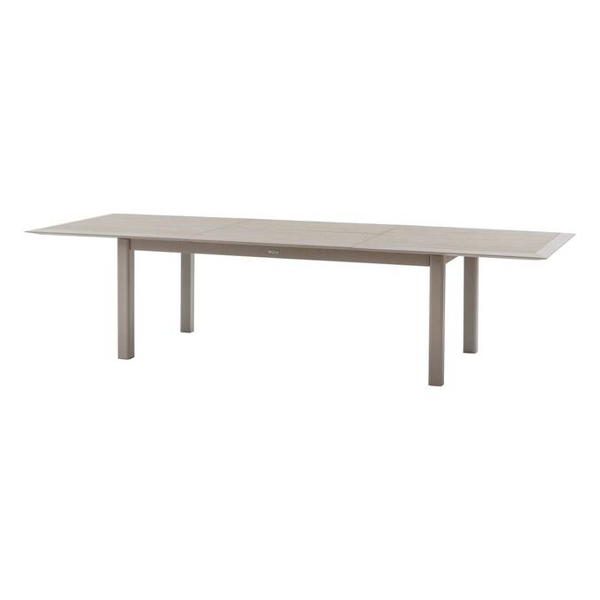 Mesa de jardim extensível ALLURE efeito madeira greige / aveia 12 lugares - Alumínio tratado com epóxi Efeito madeira cinza / Aveia