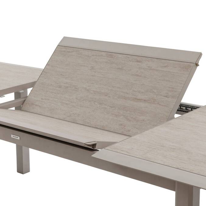 Mesa de jardim extensível ALLURE efeito madeira greige / aveia 12 lugares - Alumínio tratado com epóxi Efeito madeira cinza / Aveia