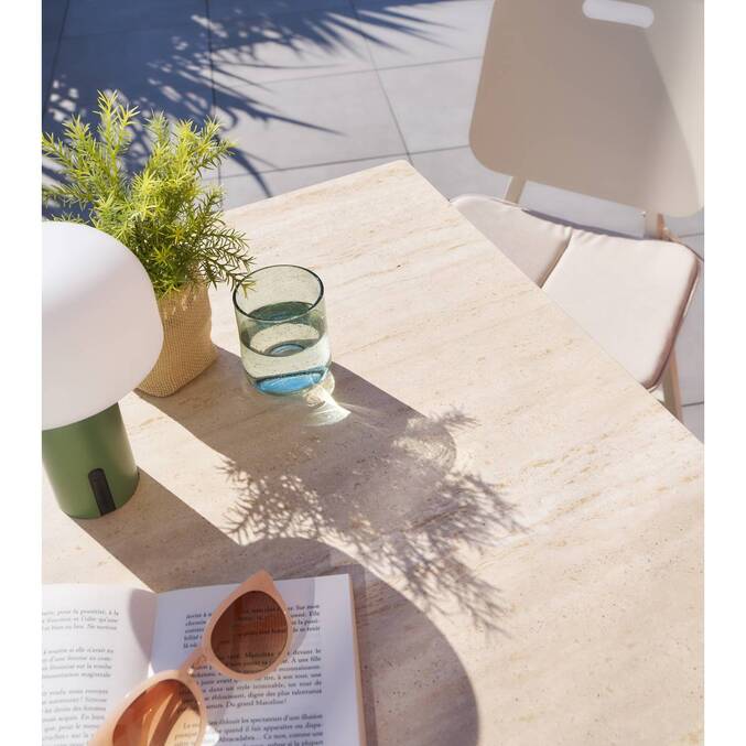 Mesa alta de jardim quadrada TERZANO Baunilha / Argila 2 lugares - Alumínio tratado com epóxi Baunilha / Argila