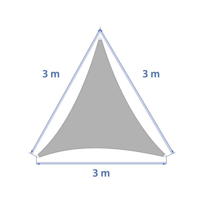 Vela de sombra triangular CURACAO Trigo 3 x 3 x 3 m - Poliéster Trigo
