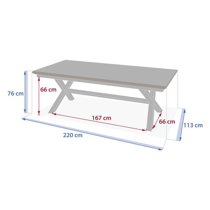 Mesa de jardim extensível AXIOME Linho / Argila 10 lugares - Alumínio tratado com epóxi Linho / Argila