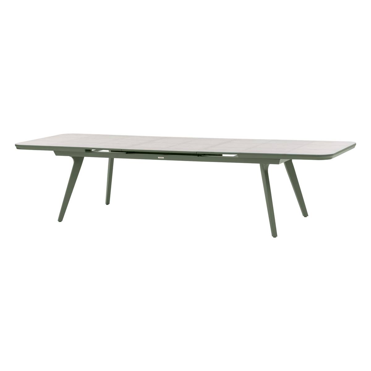 Mesa de jardim extensível PULPY Verde louro / Cinza Granito 12 lugares - Alumínio tratado com epóxi, Vidro com revestimento cerâmico Verde louro / Cinza granito