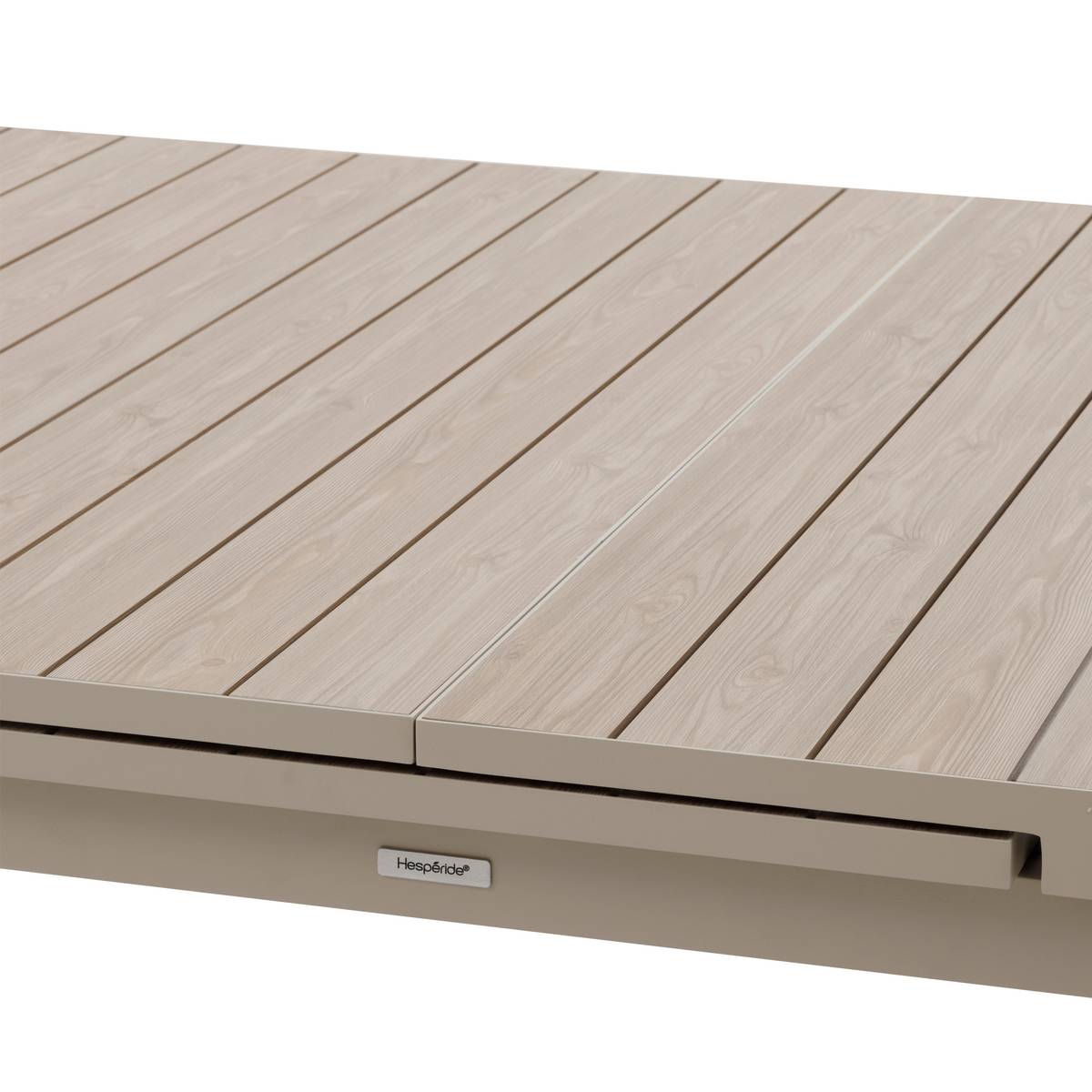 Mesa de jardim extensível ÉVASION Efeito madeira Linho / Argila 14 lugares - Alumínio tratado com epóxi, Ripas de alumínio com efeito madeira Efeito madeira Linho / Argila