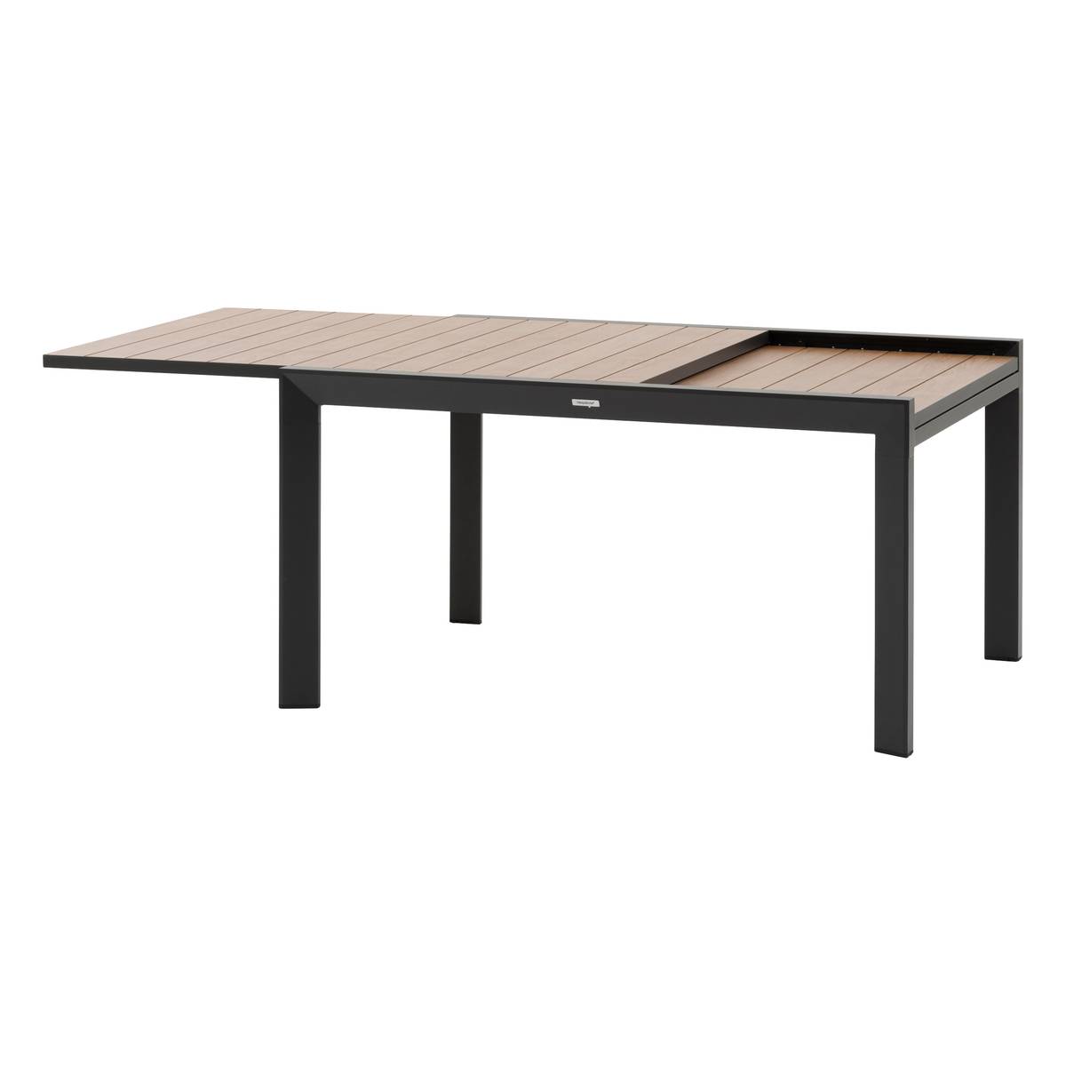 Mesa de jardim extensível deslizante ÉVASION Efeito madeira Honey / Graphite 10 lugares - Alumínio tratado com epóxi, Ripas de alumínio efeito madeira Efeito madeira Honey / Grafite