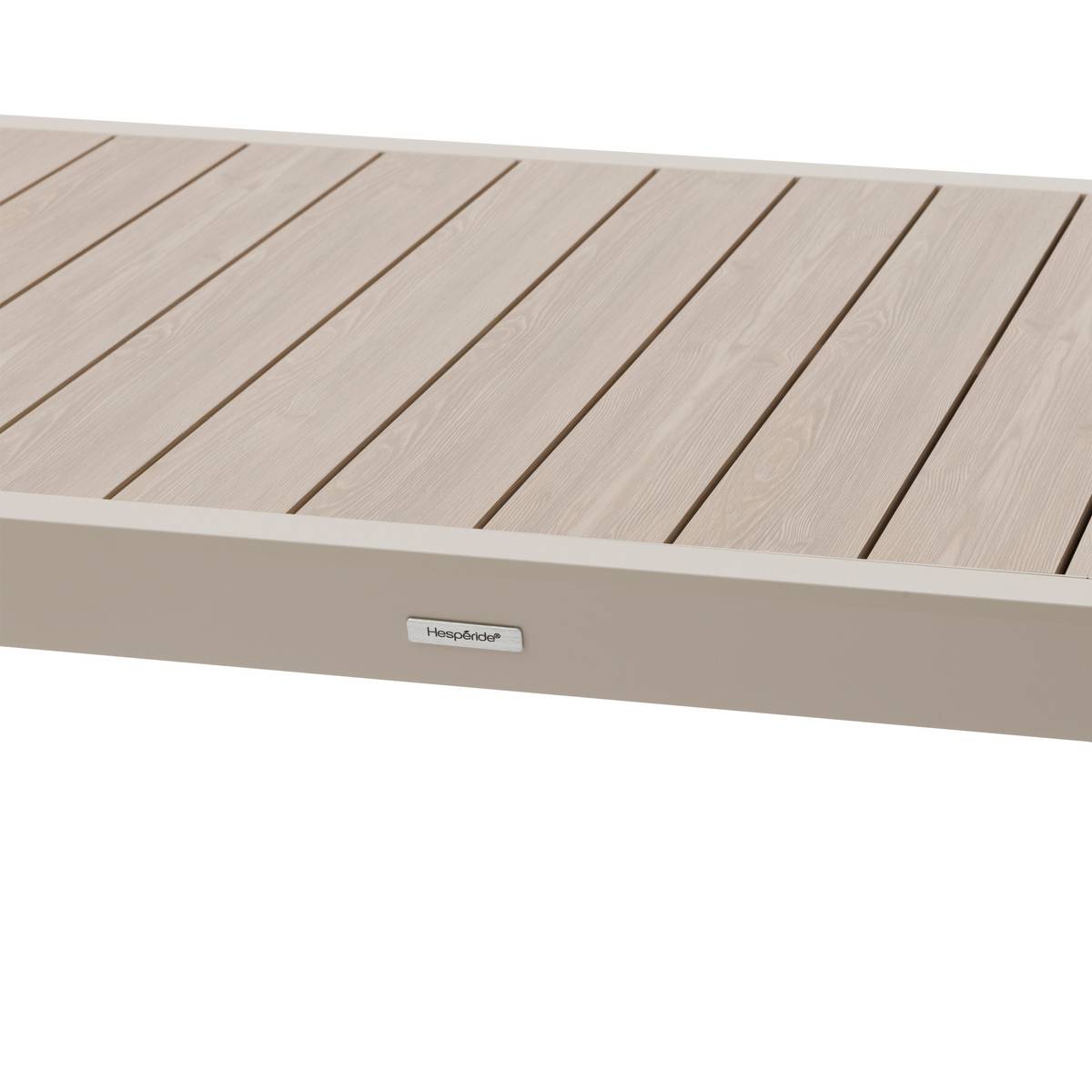 Mesa de jardim extensível deslizante ÉVASION Efeito madeira Linho / Argila 10 lugares - Alumínio tratado com epóxi, Ripas de alumínio efeito madeira Efeito madeira Linho / Argila