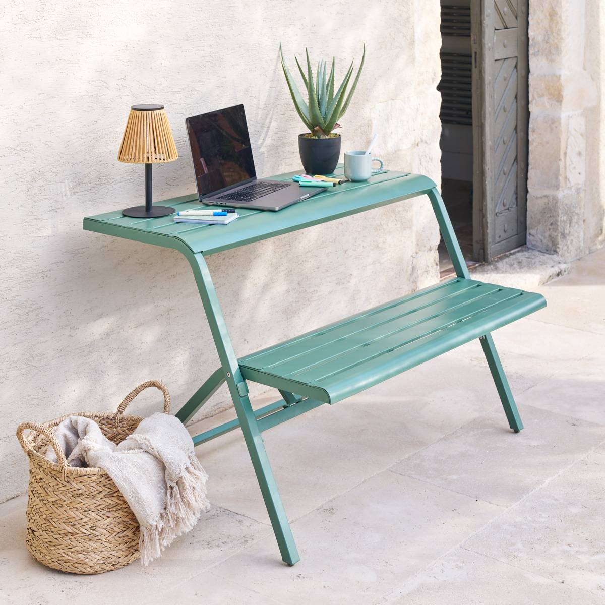 Conjunto de varanda DRILIA Verde oliva 2 lugares - Aço tratado com epóxi Verde-oliva