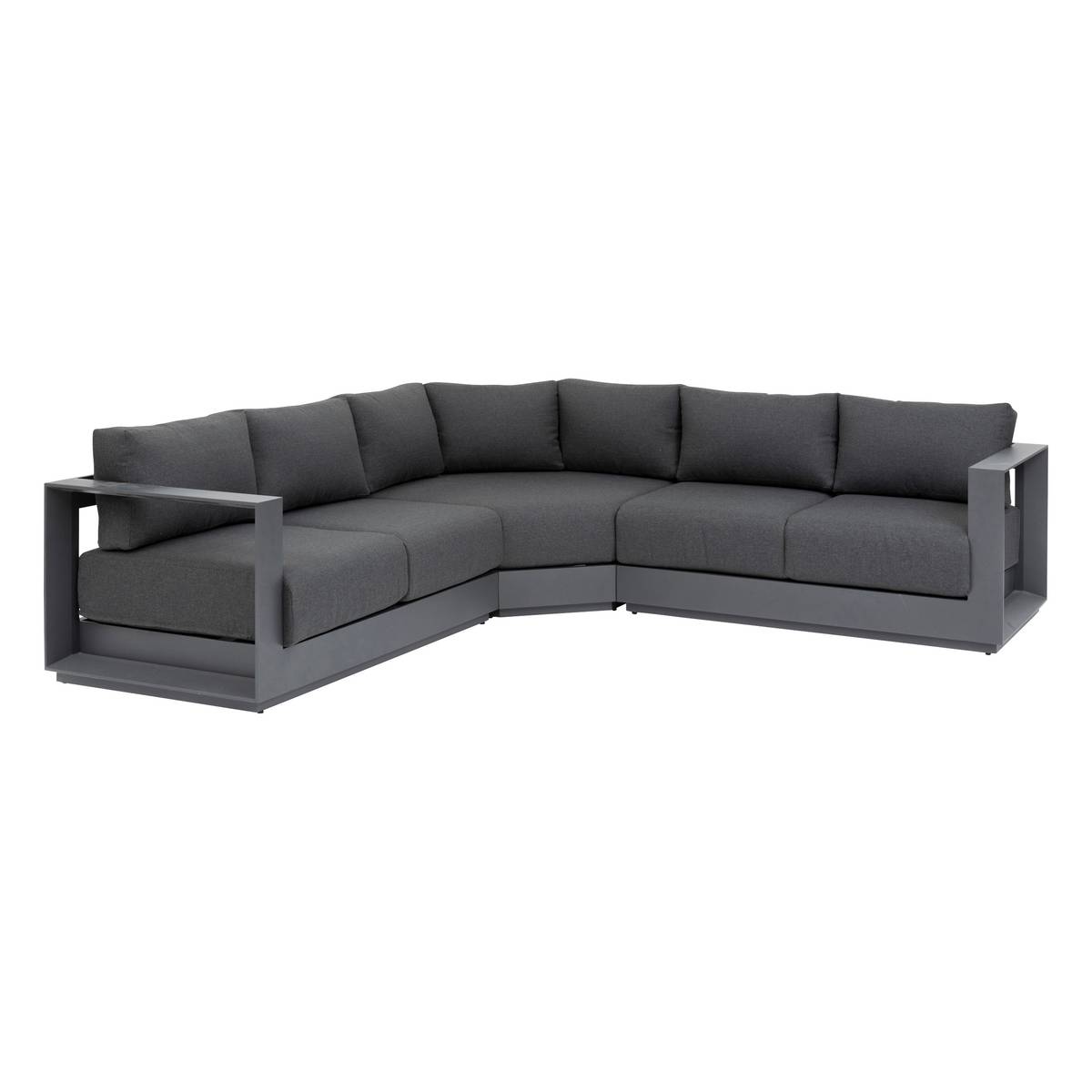 Conjunto de jardim com sofá de canto ALLURE Grafite 5 lugares - Alumínio tratado com epóxi, Poliéster Cinza / Grafite