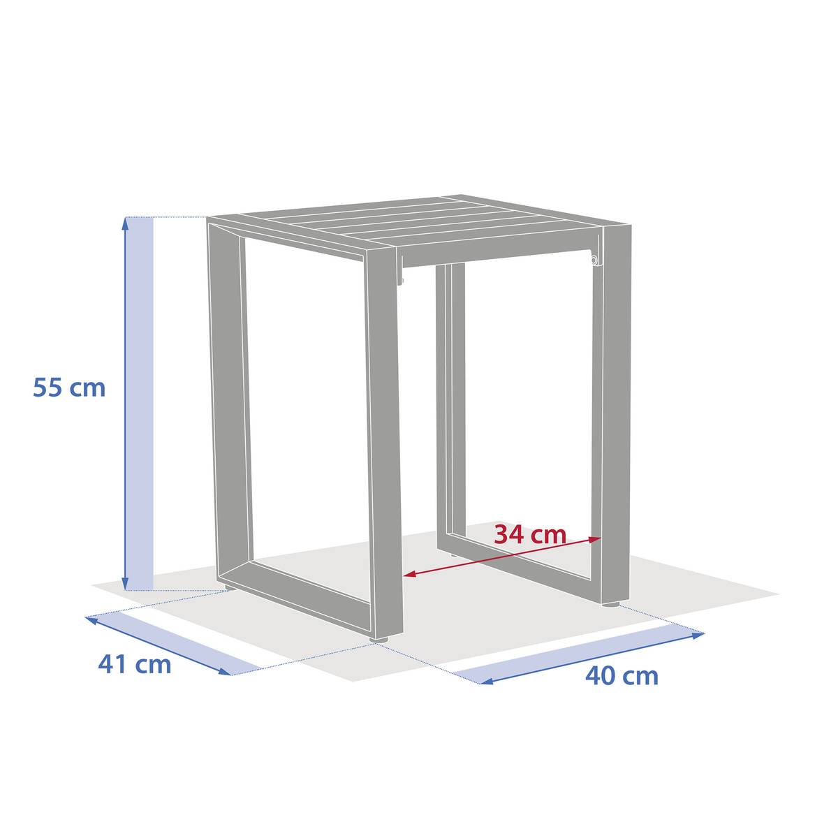 Mesa auxiliar quadrada ALLURE Aveia 44 x 44 x 55 cm - Alumínio com tratamento epóxi Aveia