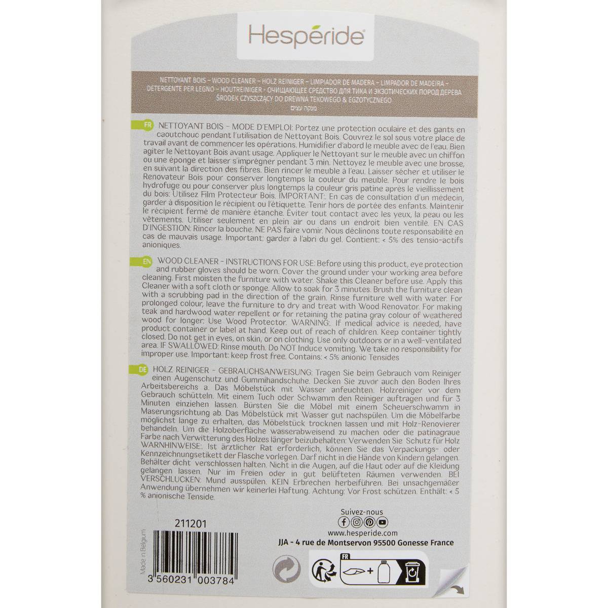 Limpador para madeira exótica Garrafa 1 L Branco