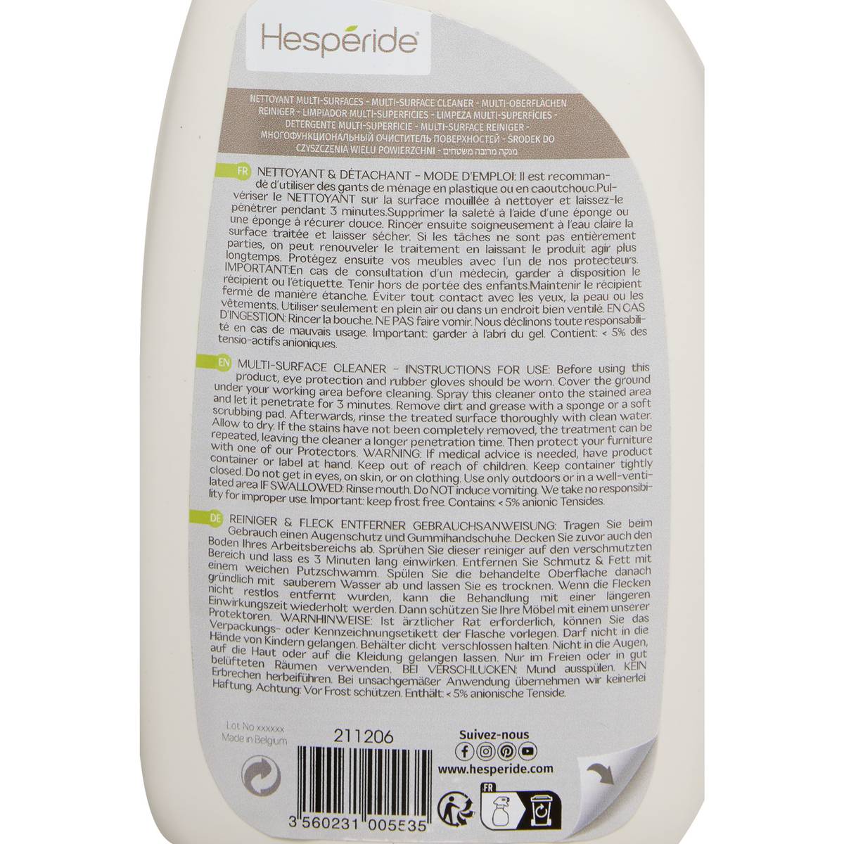 Limpador multi-superfícies Spray 75 cL Branco