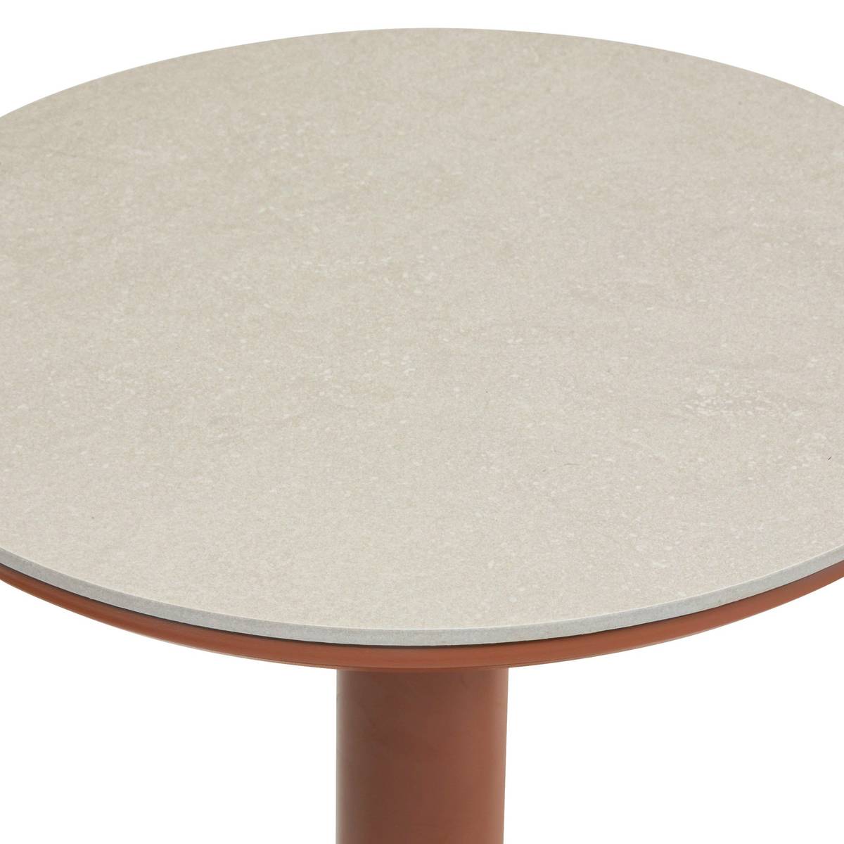 Mesa auxiliar de jardim redonda SOLETIA Mogno 40 x 40 x 50 cm - Aço Mogno