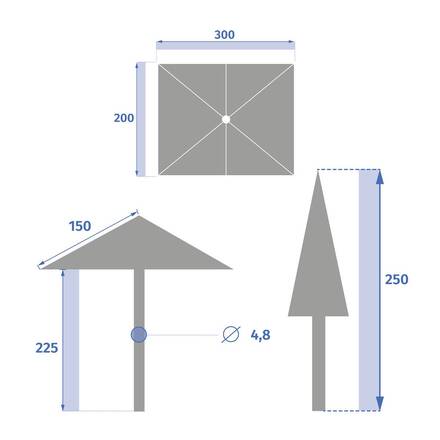 Guarda-sol central retangular inclinável LOOMPA Argila / Trigo 3 x 2 m - Alumínio, Poliéster