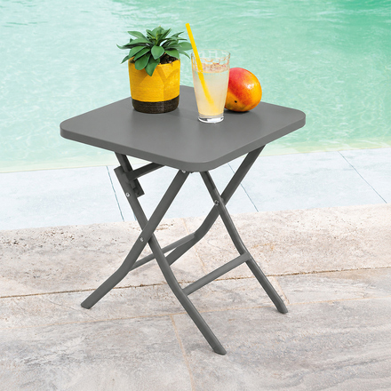 Mesa auxiliar de jardim quadrada GREENSBORO Verde louro 40 x 40 cm - Aço, Tratamento antiferrugem reforçado