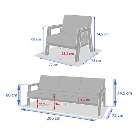 Conjunto de jardim AXIOME Bege / Argila 5 lugares - Alumínio tratado com epóxi, Olefina