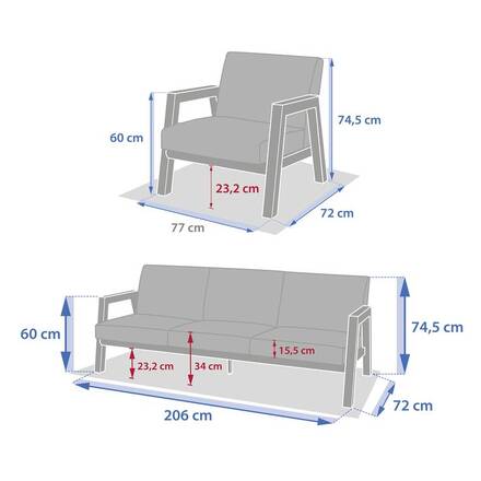 Conjunto de jardim AXIOME Bege / Argila 5 lugares - Alumínio tratado com epóxi, Olefina