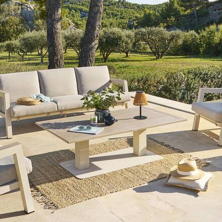 Mesa de jardim elevatória retangular SALIMIA Argila / Linho 150 x 80 x 69 cm - Alumínio tratado com epóxi