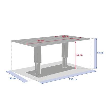 Mesa de jardim elevatória retangular SALIMIA Argila / Linho 150 x 80 x 69 cm - Alumínio tratado com epóxi