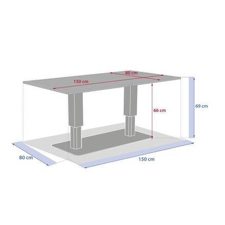 Mesa de jardim elevatória retangular SALIMIA Argila / Linho 150 x 80 x 69 cm - Alumínio tratado com epóxi