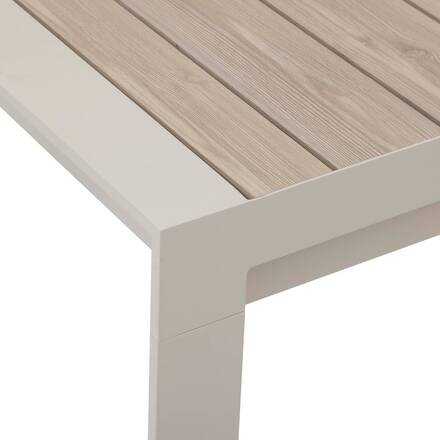 Mesa de jardim ÉVASION Efeito madeira Linho / Argila 8 lugares - Alumínio tratado com epóxi, Ripas de alumínio efeito madeira