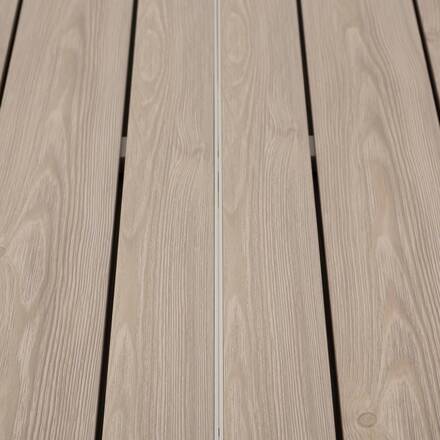 Mesa de jardim ÉVASION Efeito madeira Linho / Argila 8 lugares - Alumínio tratado com epóxi, Ripas de alumínio efeito madeira