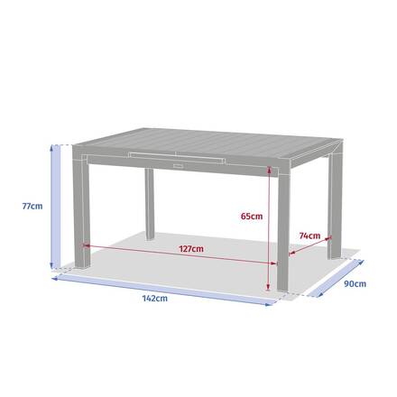 Mesa de jardim ÉVASION Efeito madeira Linho / Argila 8 lugares - Alumínio tratado com epóxi, Ripas de alumínio efeito madeira