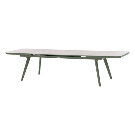 Mesa de jardim extensível PULPY Verde louro / Cinza Granito 12 lugares - Alumínio tratado com epóxi, Vidro com revestimento cerâmico