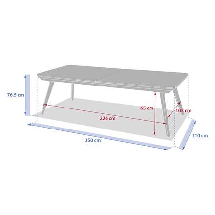 Mesa de jardim extensível PULPY Verde louro / Cinza Granito 12 lugares - Alumínio tratado com epóxi, Vidro com revestimento cerâmico