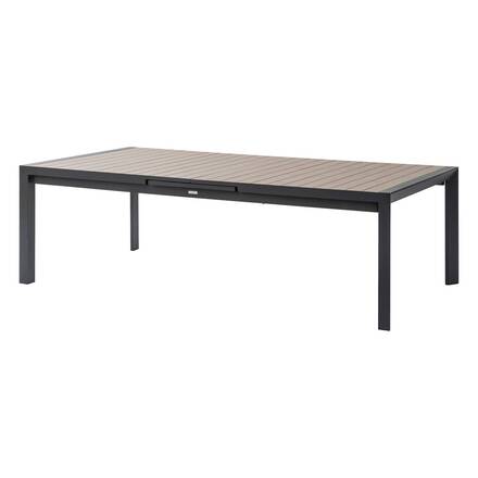 Mesa de jardim extensível ÉVASION Efeito madeira Honey / Graphite 14 lugares - Alumínio tratado com epóxi, Ripas de alumínio com efeito madeira