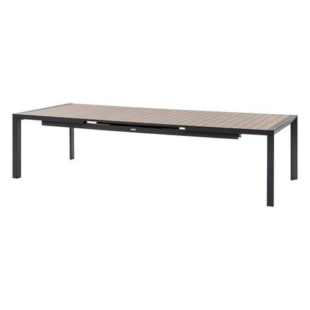 Mesa de jardim extensível ÉVASION Efeito madeira Honey / Graphite 14 lugares - Alumínio tratado com epóxi, Ripas de alumínio com efeito madeira