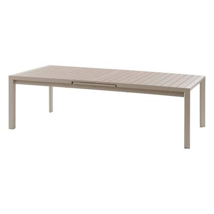 Mesa de jardim extensível ÉVASION Efeito madeira Linho / Argila 14 lugares - Alumínio tratado com epóxi, Ripas de alumínio com efeito madeira